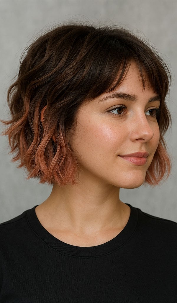 Ear Length Bob With Rose Gold Ombre — Trendy Short Bob