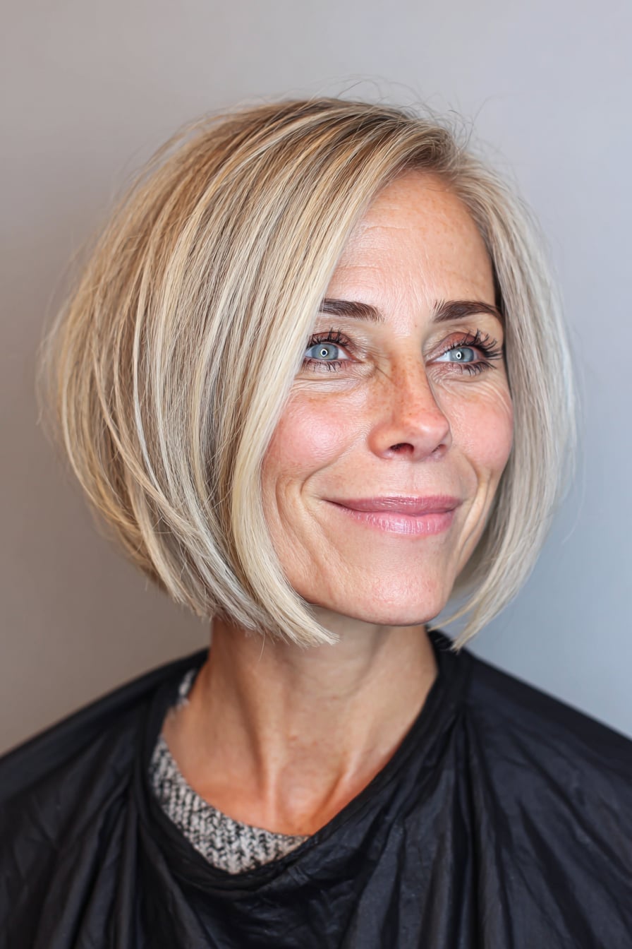 Ash Blonde Bob With Side-Swept Bangs — Trendy Short Bob