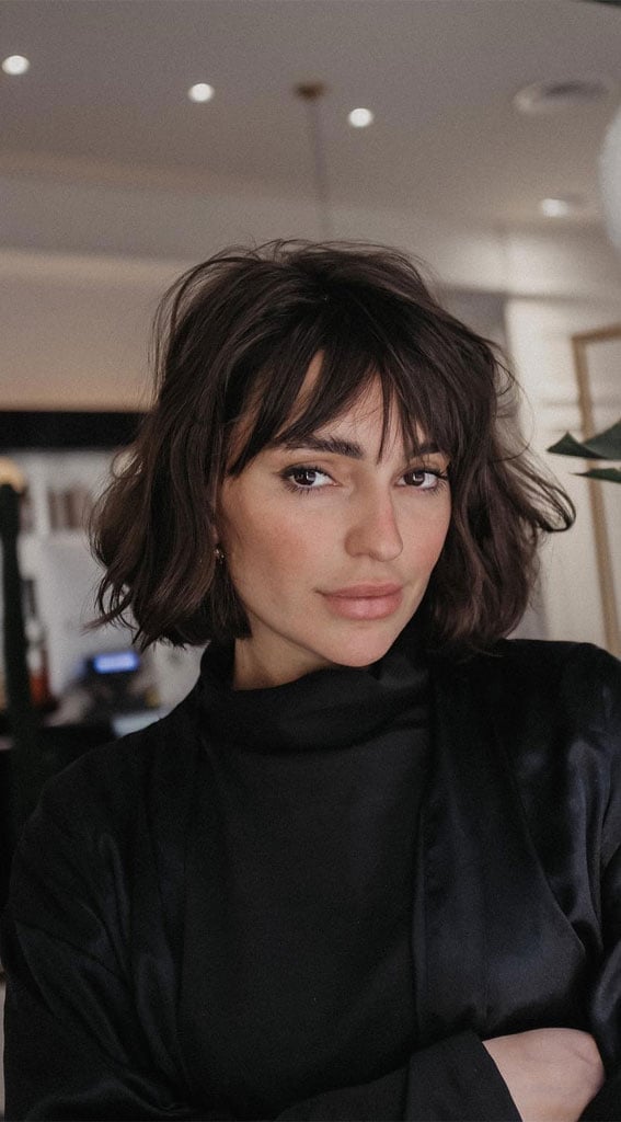 Platinum Blonde Bob With Blunt Bangs — Trendy Short Bob