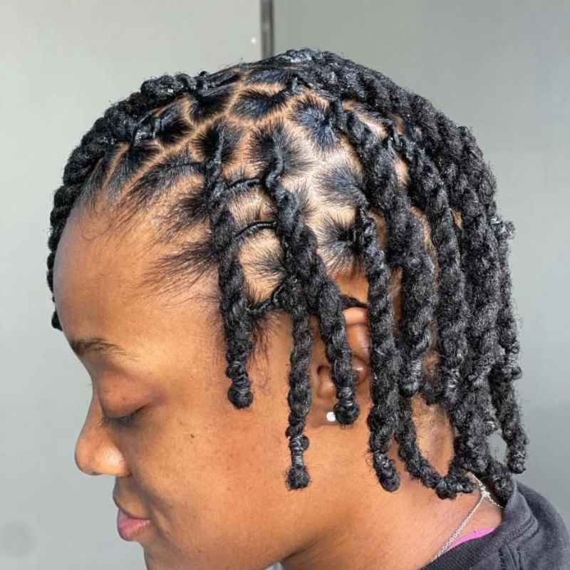 Thick Wavy Collarbone Retwist Updo — Trendy Short Locs