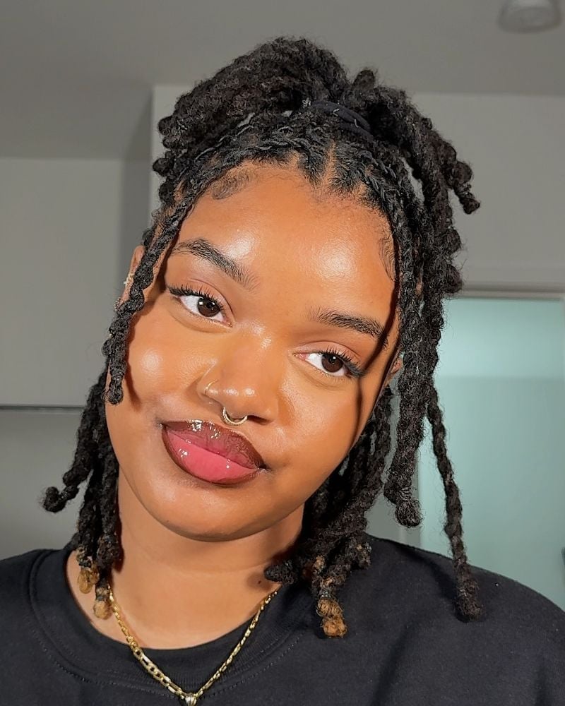 Collarbone Updo With Face-Framing Strands — Trendy Short Locs
