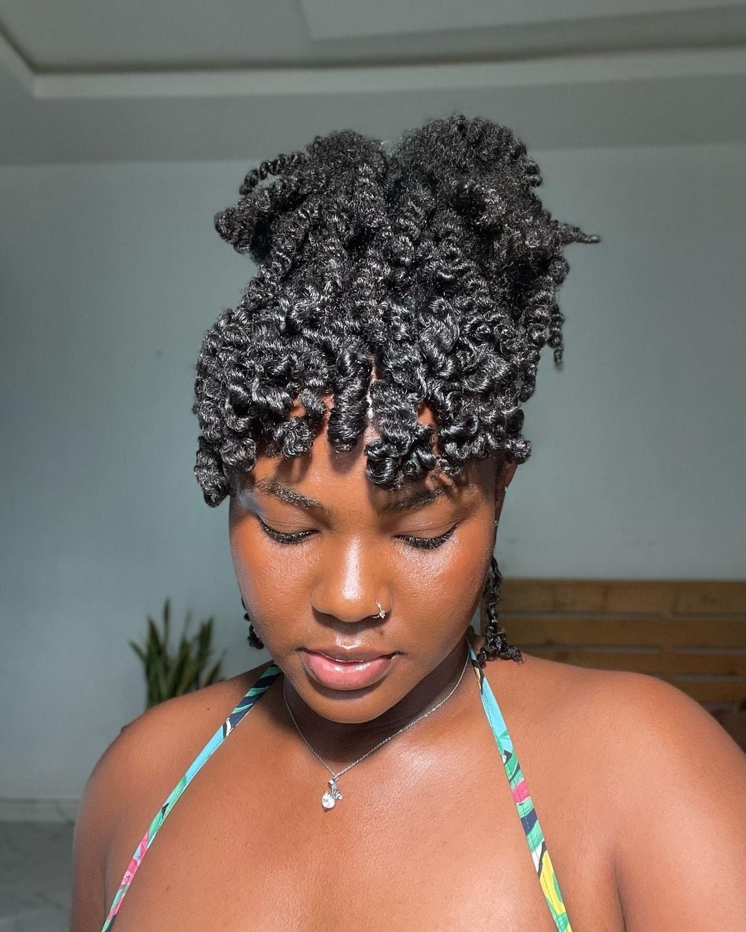 Shoulder Length Protective Style With Twisted Bangs Shoulder Length Protective Style With Twisted Bangs — Trendy Short Natural Hairstyles