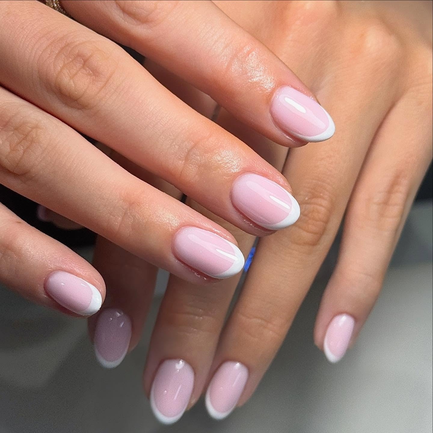 Classic White French Short Oval Manicure — Trendy Short Oval Nails