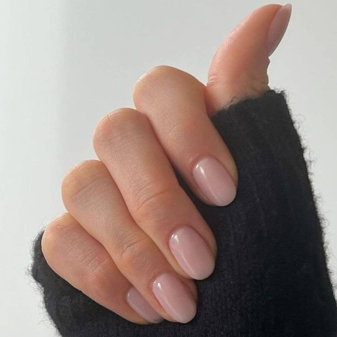 Sheer Milky Pink Glossy Short Oval Nails — Trendy Short Oval Nails
