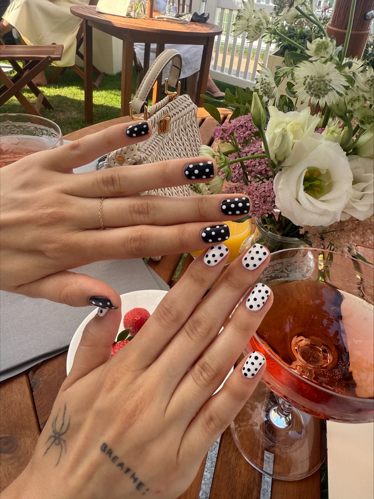 Black And White Polka Dot Short Square Nails — Trendy Short Square Nails