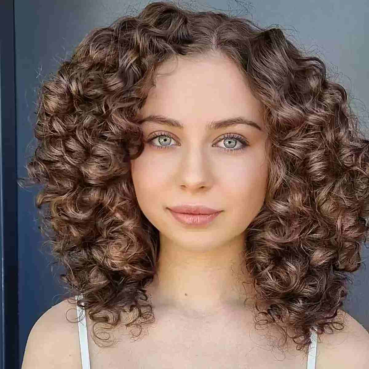 Collarbone Defined Curls With Natural Texture, Middle — Trendy Shoulder Length Curly Hair