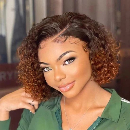 Collarbone Bob With Curly Texture and Curtain Bangs Collarbone Bob With Curly Texture and Curtain Bangs — Trendy Side Part Wig