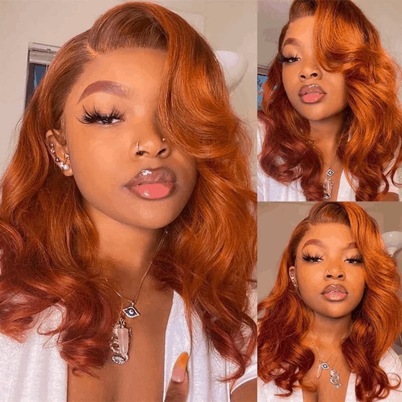 Collarbone Layered Bob In Ginger Orange Collarbone Layered Bob In Ginger Orange — Trendy Side Part Wig