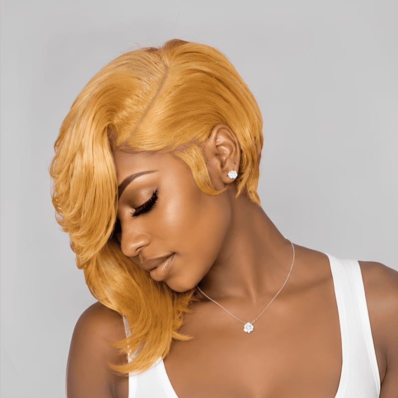 Ear Length Honey Blonde Bob With Soft Waves Ear Length Honey Blonde Bob With Soft Waves — Trendy Side Part Wig