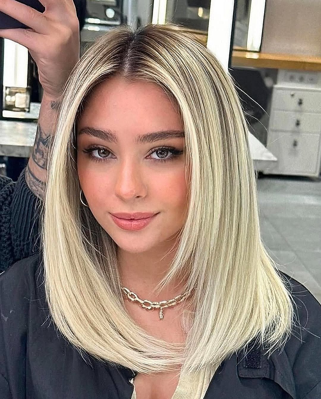 Collarbone Ash Blonde Sleek Bob, Straight — Trendy Sleek Hairstyles