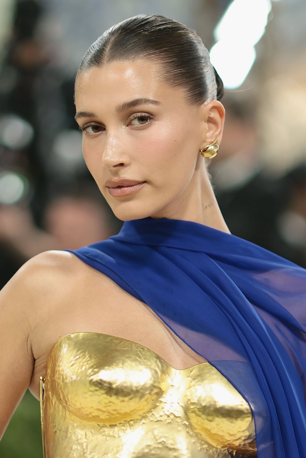 Long Dark Brown Sleek Bun, Straight — Trendy Slick Back Hairstyles