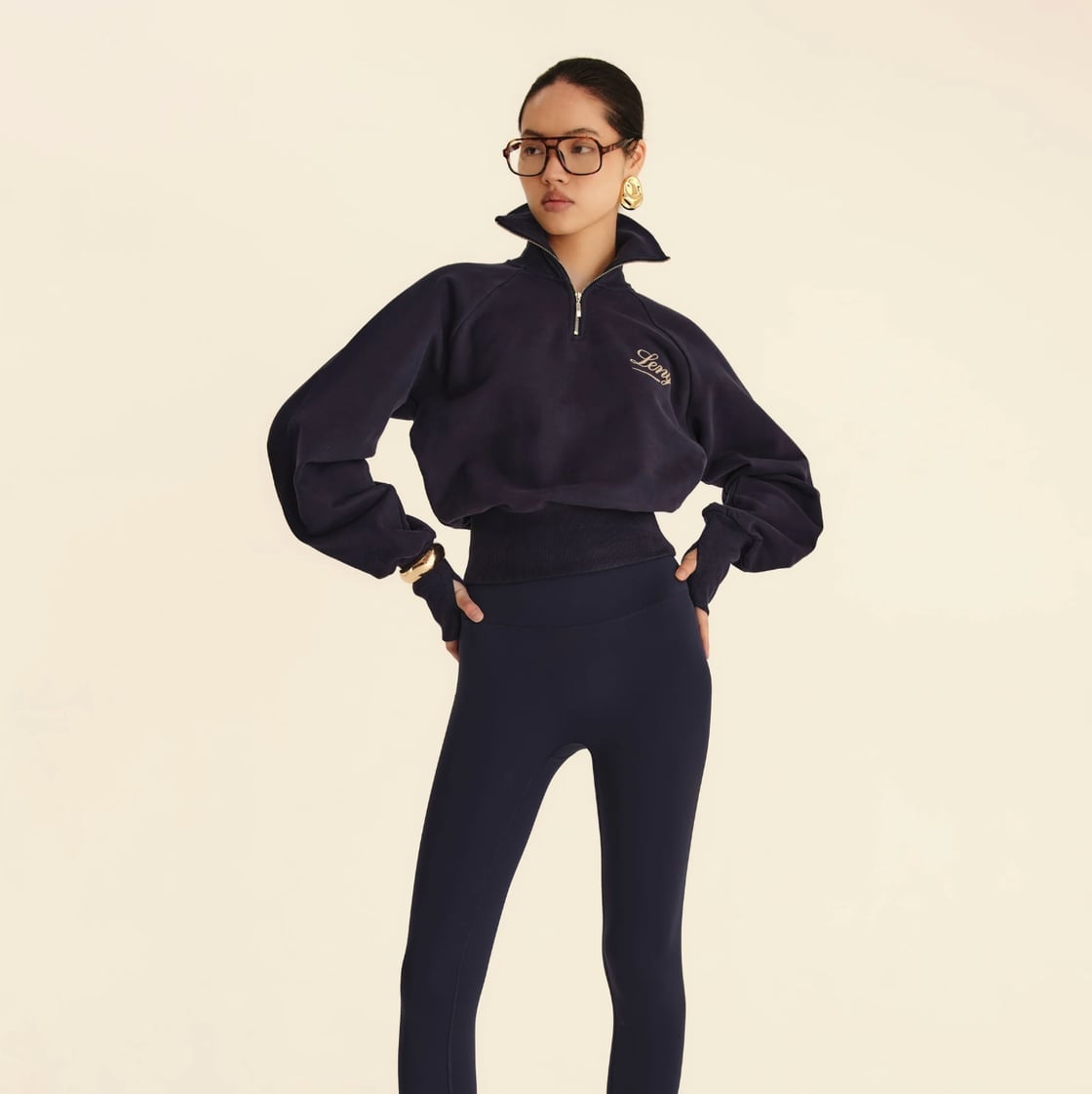 Embroidered Sweatshirt With Leggings — Trendy Sporty Outfits