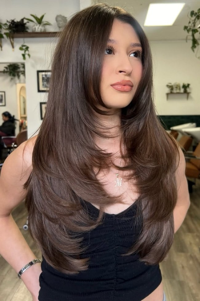 Mid-Back Long Layers With Volume — Trendy Straight Hair
