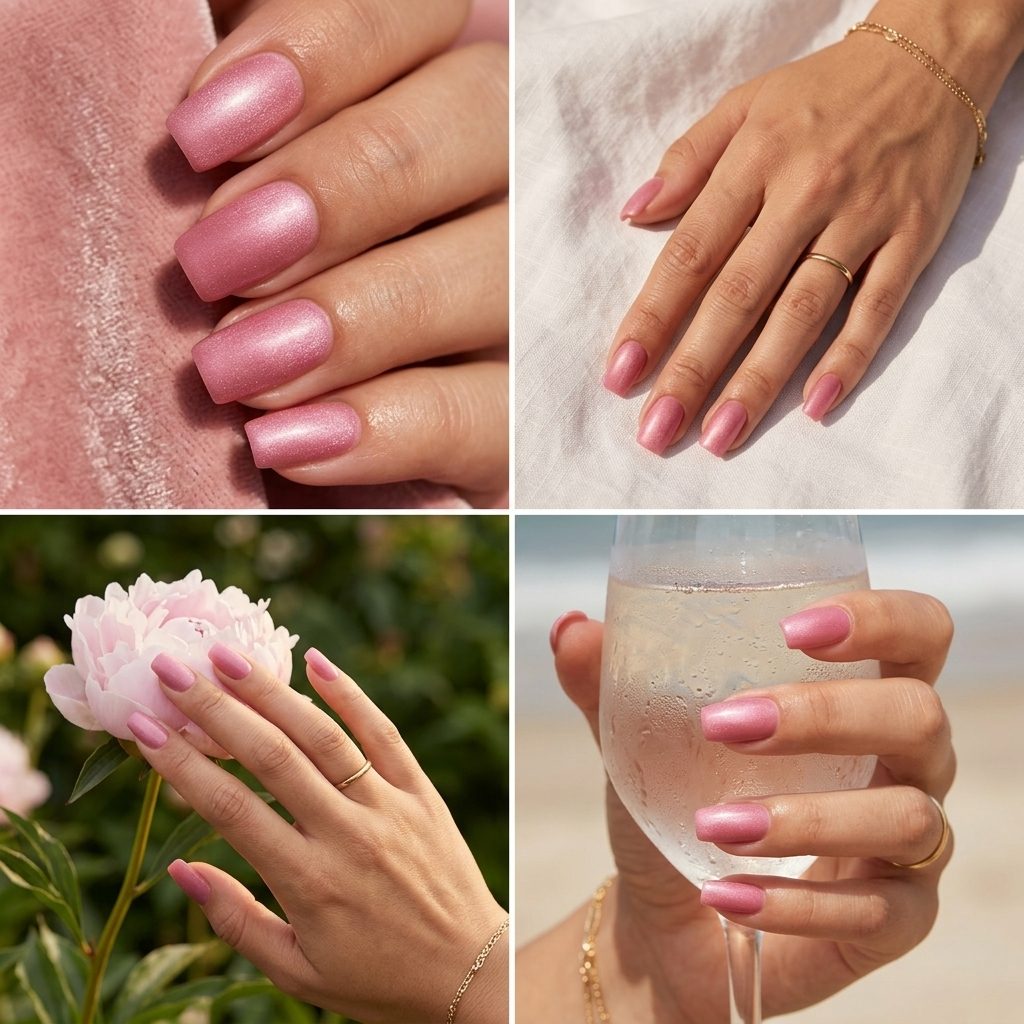 Rose Petal Velvet Square Nails 2026 Rose petal velvet square nails for daily wear or casual outings. Trendy summer nails 2026.