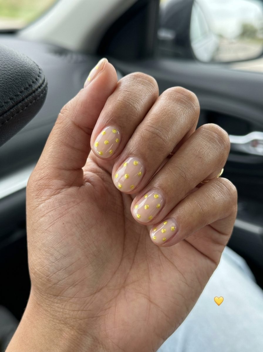 Chrome Dot Nails 2026: Playful Summer Fun Sunshine Chrome Dots: playful, bright trendy summer nails 2026 for casual weekends and festivals.