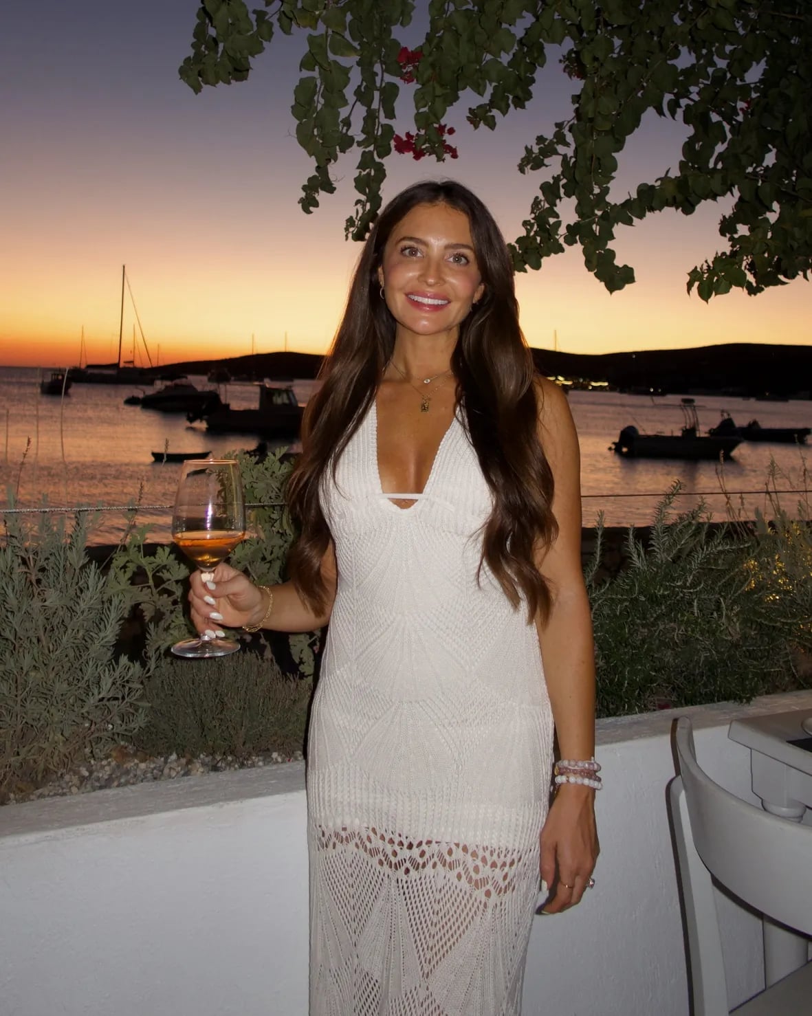 Beige Wide-Leg Trousers with Ruched Top — Trendy Sunset Outfit