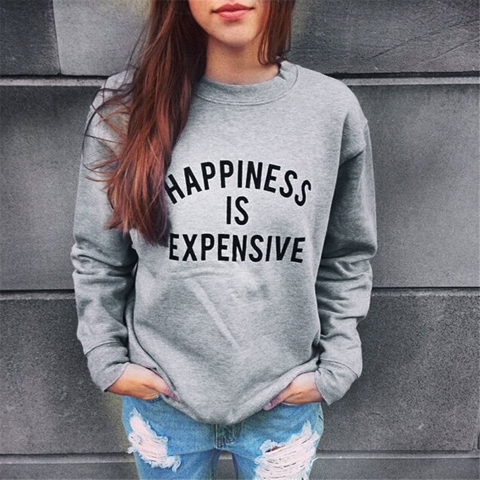 Grey Graphic Sweatshirt with Ripped Blue Jeans — Trendy Sweatshirt Outfits Women