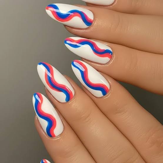 White Base with Multi-Color Swirls — Trendy Swirl Nails