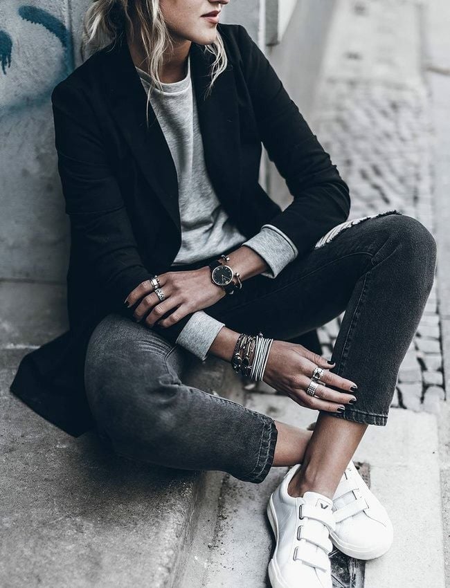 Black Blazer with Distressed Jeans — Trendy Tomboy Outfits