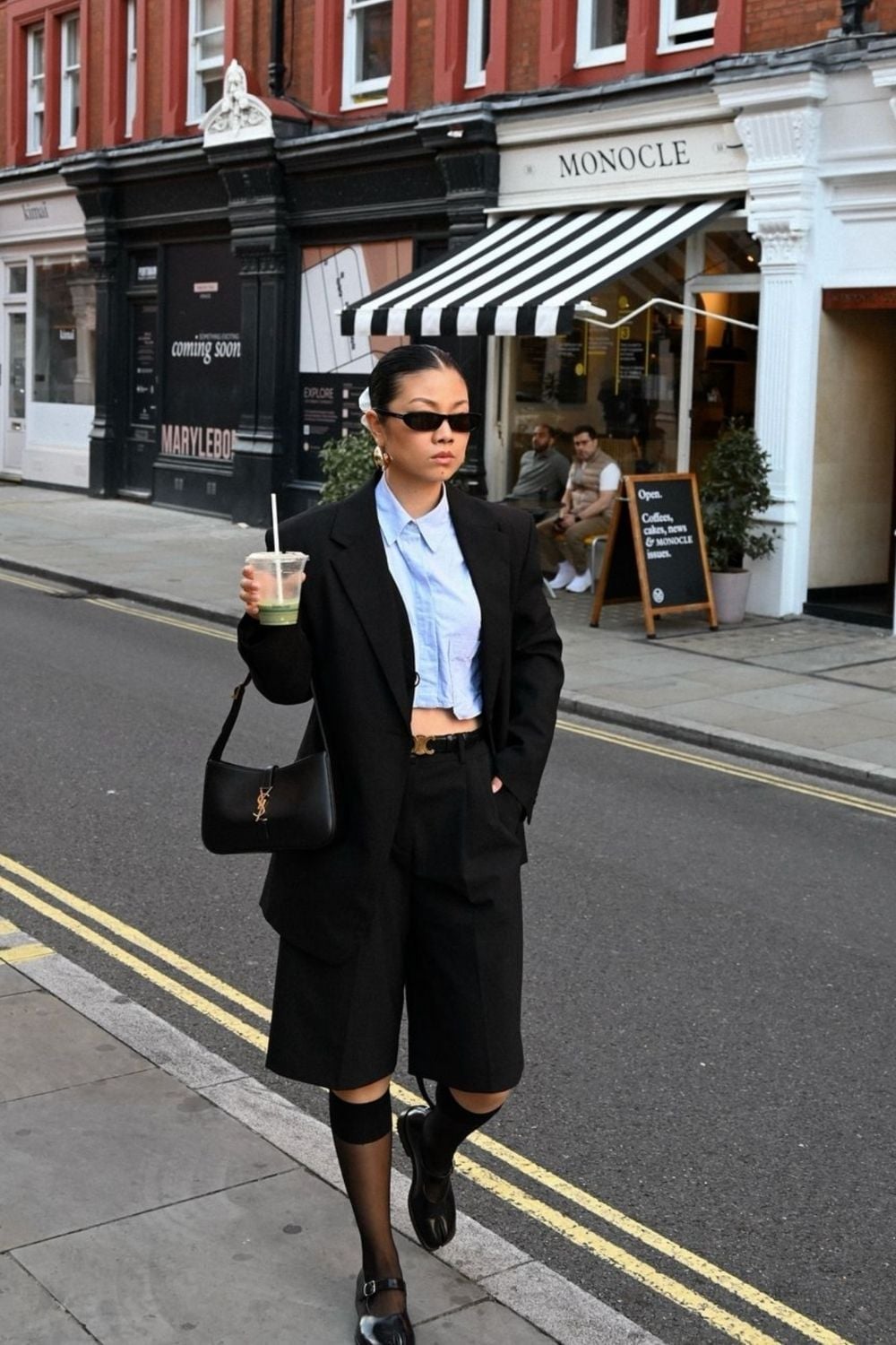 Black Oversized Blazer with Bermuda Shorts — Trendy Tomboy Outfits