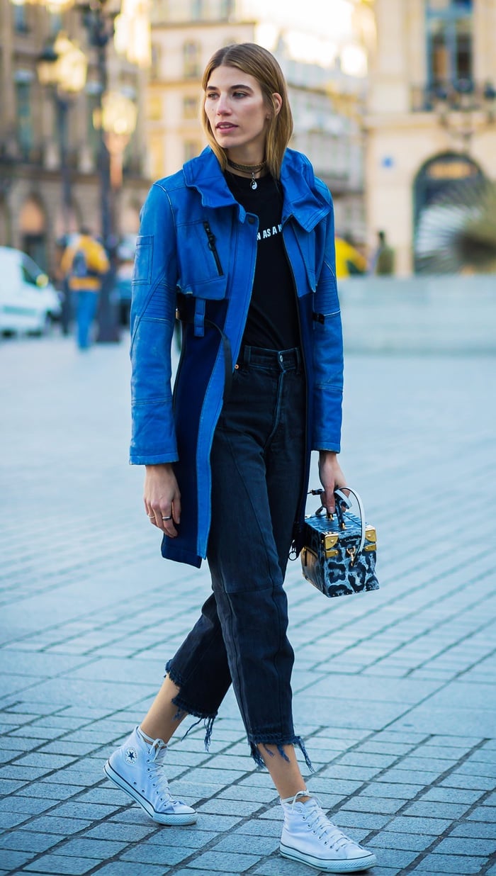 Blue Jacket Over Black T-shirt and Jeans — Trendy Tomboy Outfits