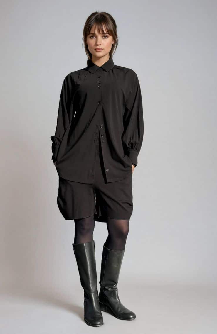 Oversized Black Shirt with Bermuda Shorts and Tomboy Fashion — Trendy Tomboy Outfits