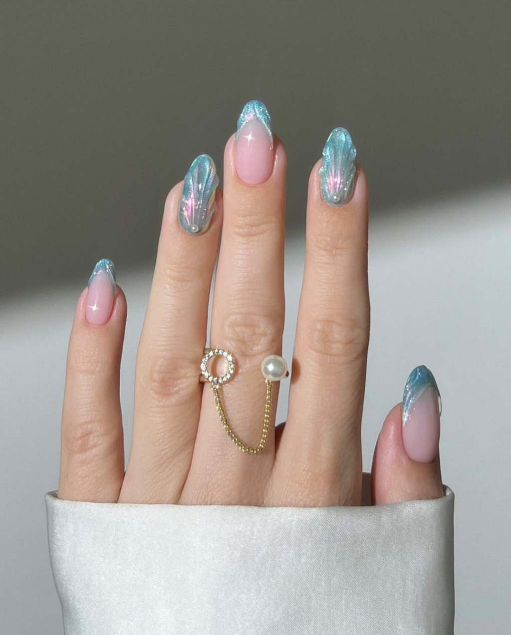 Long Almond Mermaid 3D Shells Pearls Starfish Nails Long Almond Mermaid 3D Shells Pearls Starfish Nails — Trendy Turquoise Nails