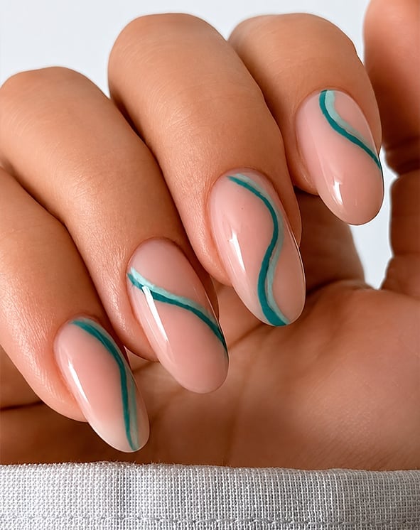 Deep Teal Velvet Finish Short Oval Nails Deep Teal Velvet Finish Short Oval Nails — Trendy Turquoise Nails