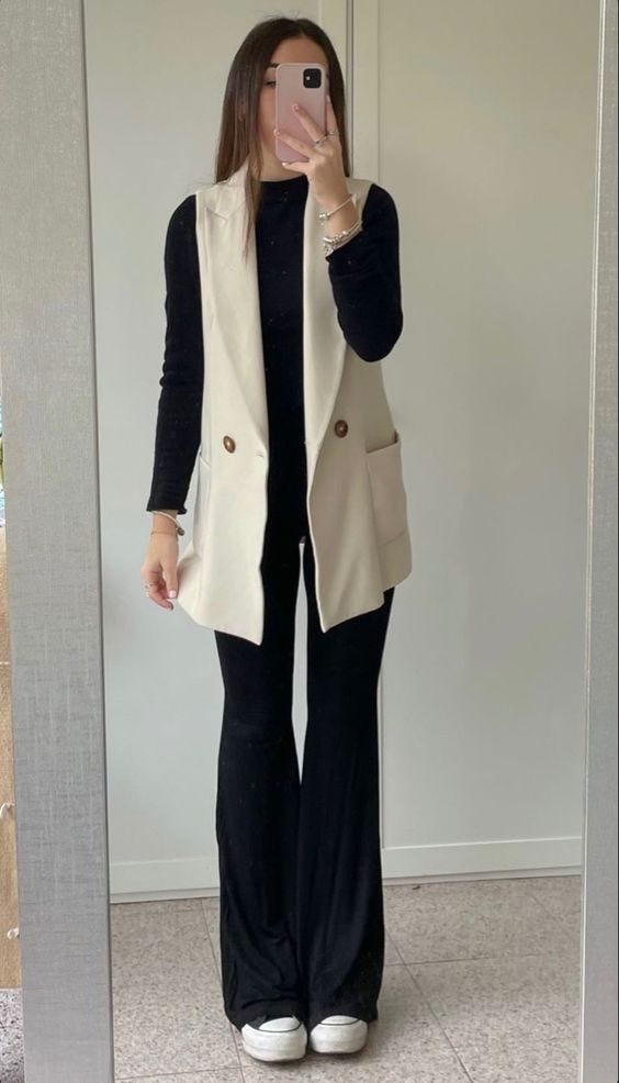 Sleeveless Blazer with Flare Pants — Trendy Uni Outfits