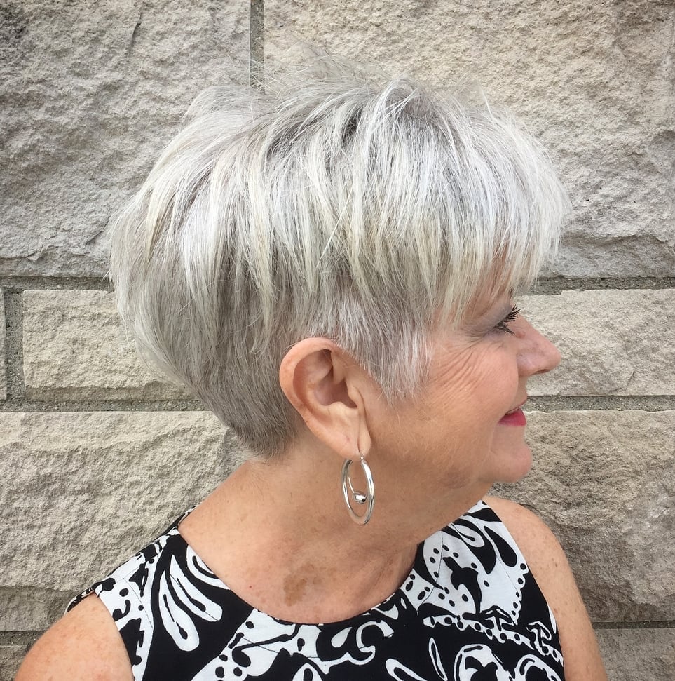 Layered Grey Crop With Textured Finish Layered Grey Crop With Textured Finish — Trendy Very Short Hair