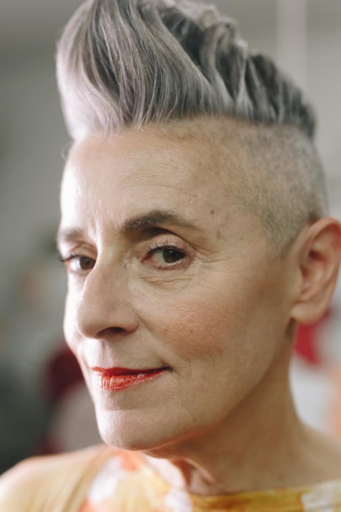 Grey Pixie With Undercut And Textured Top Grey Pixie With Undercut And Textured Top — Trendy Very Short Hair