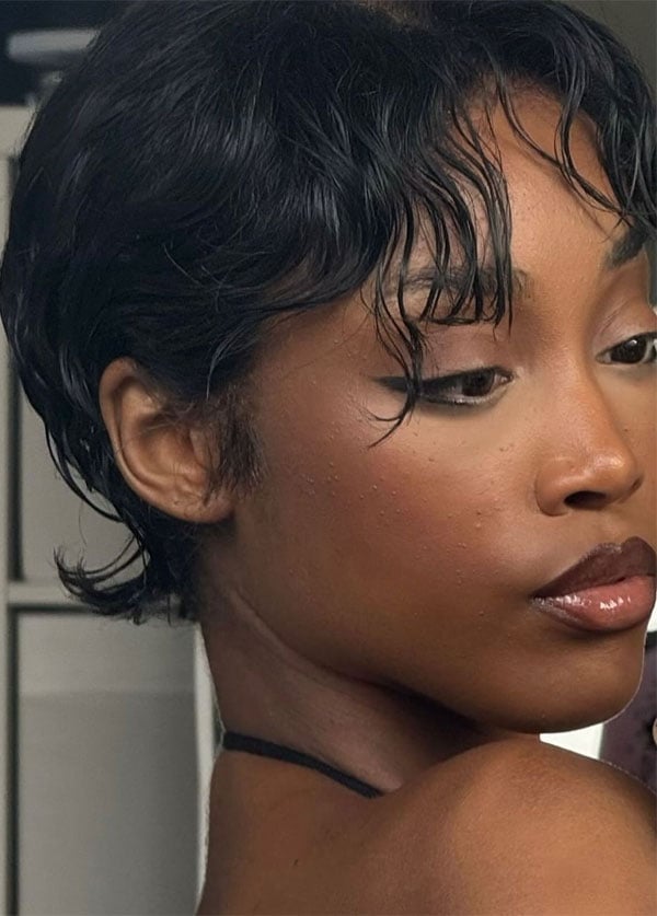 Wet Look Black Pixie Wet Look Black Pixie — Trendy Very Short Hair
