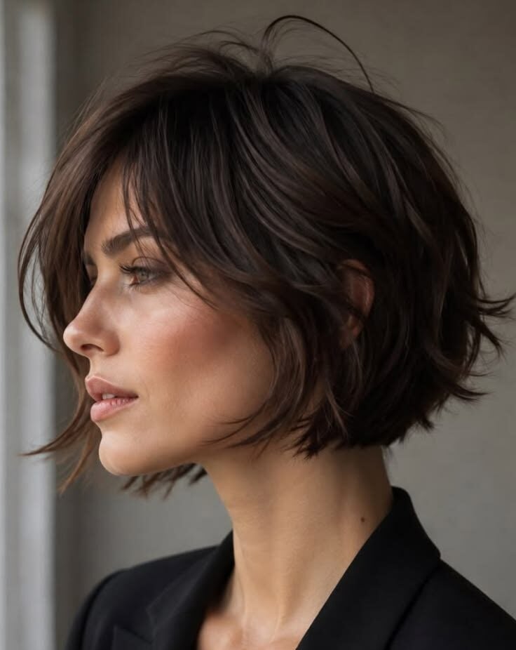 Textured Chin Length Shag Bob Textured Chin Length Shag Bob — Trendy Very Short Hair