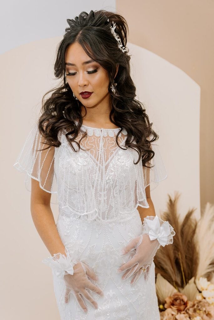 Loose Curls With Side Hairpiece — Trendy Wedding Hair