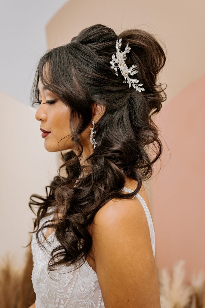 Half-Up Half-Down With Jeweled Accessory — Trendy Wedding Hair