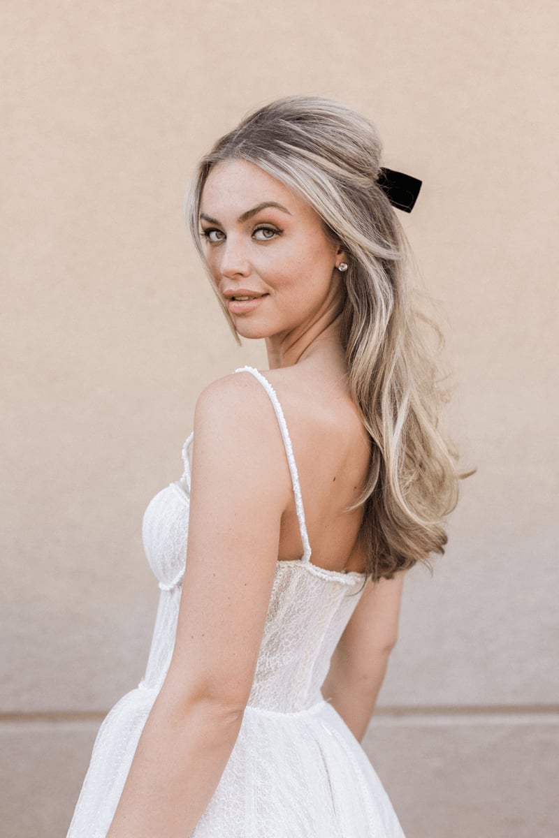 Half-Up Half-Down With Velvet Bow — Trendy Wedding Hair