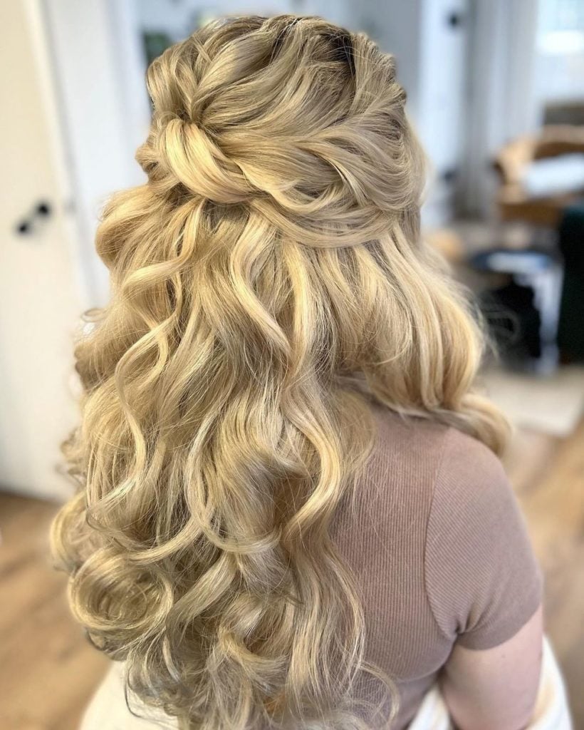 Half-Up Half-Down With Twisted Knot — Trendy Wedding Hair