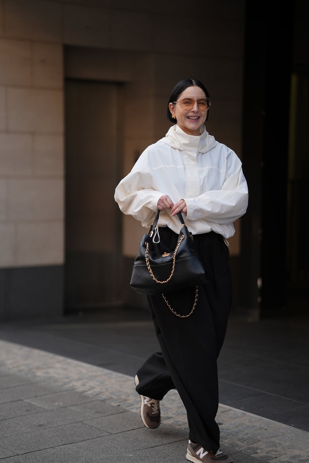 Oversized Black Windbreaker With Lace Camisole, Everyday Version Oversized Black Windbreaker With Lace Camisole, Everyday Version — Trendy Windbreaker Outfits