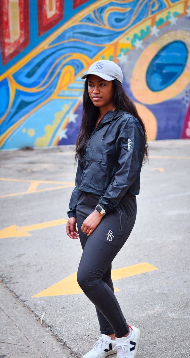 Black Cropped Windbreaker With Matching Track Pants Black Cropped Windbreaker With Matching Track Pants — Trendy Windbreaker Outfits