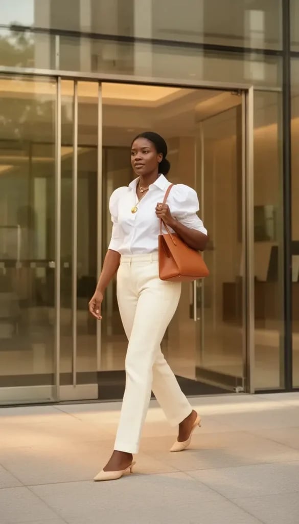 Beige Linen-Like Suit with Double-Breasted Blazer Beige Linen-Like Suit with Double-Breasted Blazer — Trendy Work Outfits Women Office