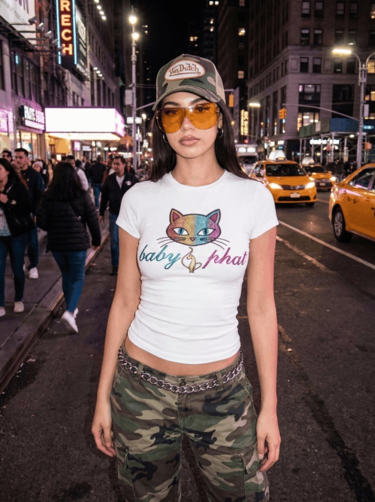 Baby Phat Tee Camouflage Cargo Pants Baby Phat Tee Camouflage Cargo Pants — Trendy Y2K Style