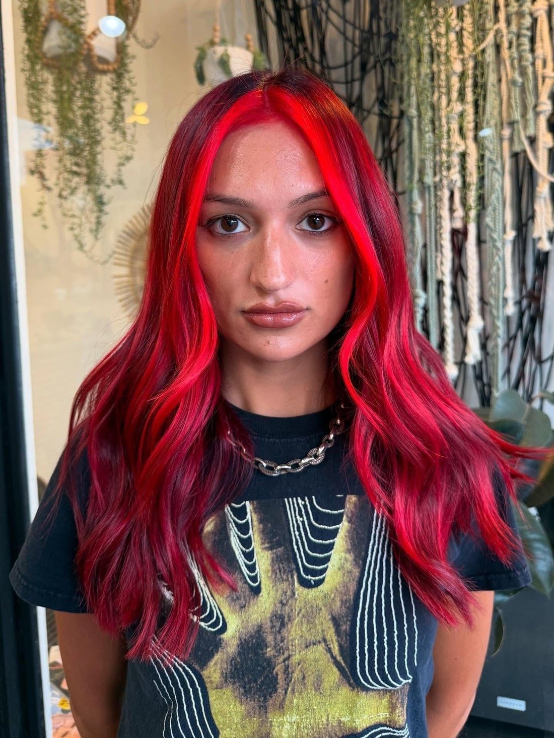 Mid-Back Vivid Red With Brighter Face-Framing — Vivid Hair Color Inspiration
