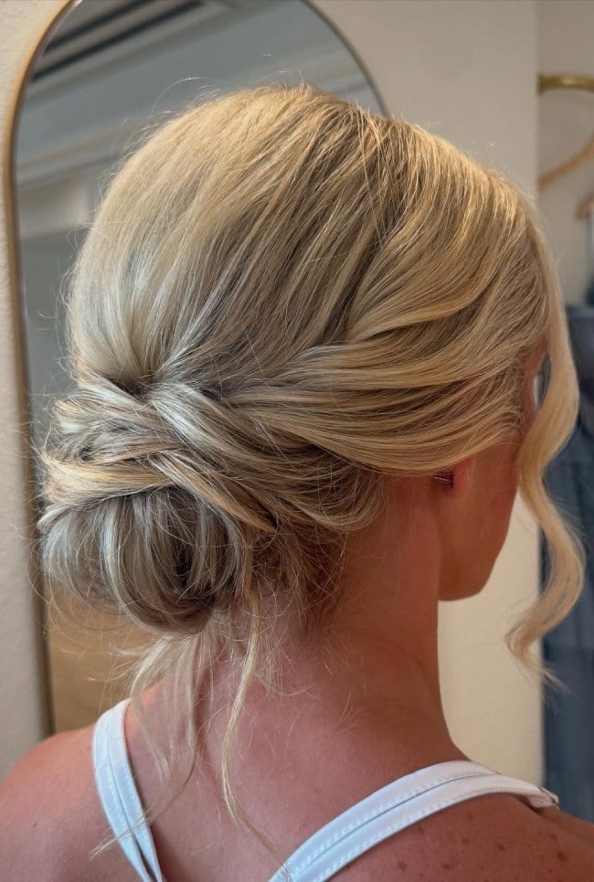 Blonde Romantic Twisted Updo Bun Blonde Romantic Twisted Updo Bun — Wedding Bun Ideas