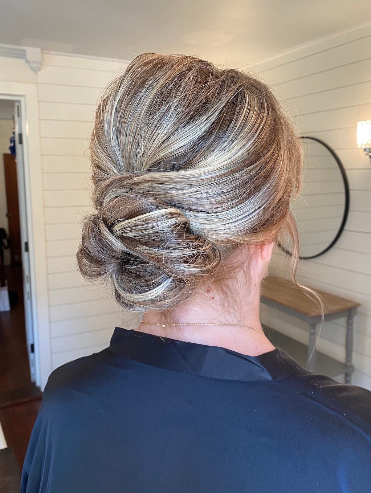 Blonde Wavy Twisted Low Bun Blonde Wavy Twisted Low Bun — Wedding Bun Ideas