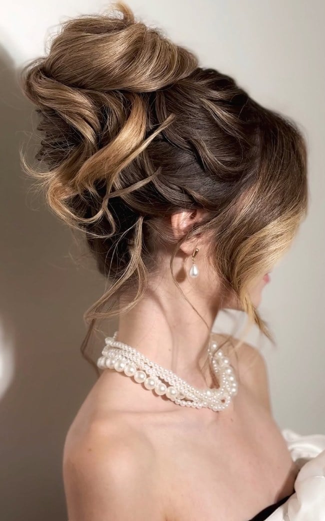 Dark Blonde Dramatic Voluminous Updo With Cascading Waves Dark Blonde Dramatic Voluminous Updo With Cascading Waves — Wedding Bun Ideas