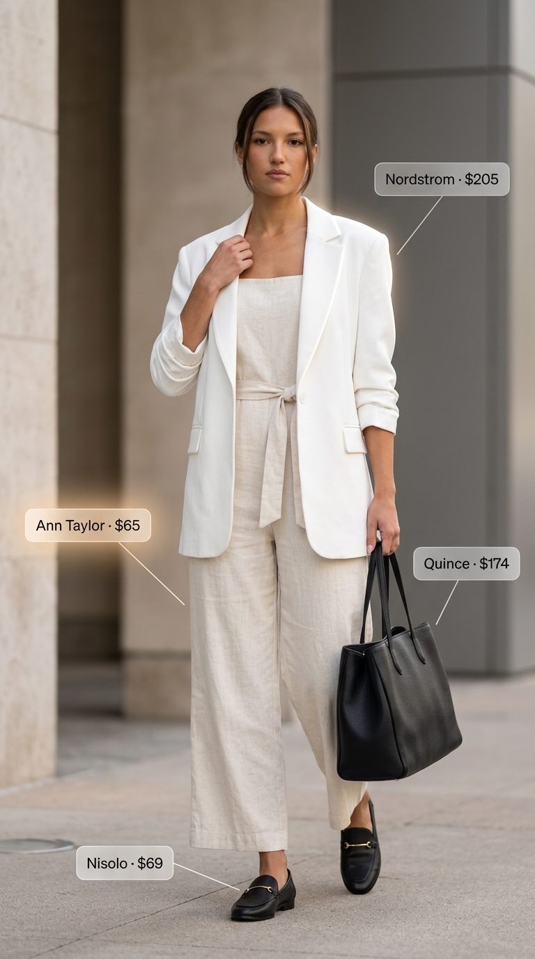 18. Chic Linen Jumpsuit with Blazer