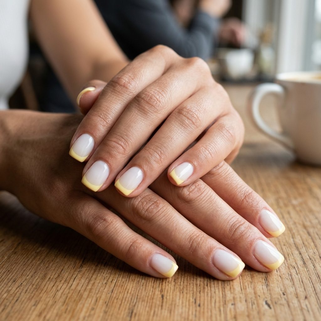 Butter Yellow Milky French Nails 2026: Delicate Daily Style Butter yellow milky French tips: delicate yellow summer nails 2026 for daily wear.